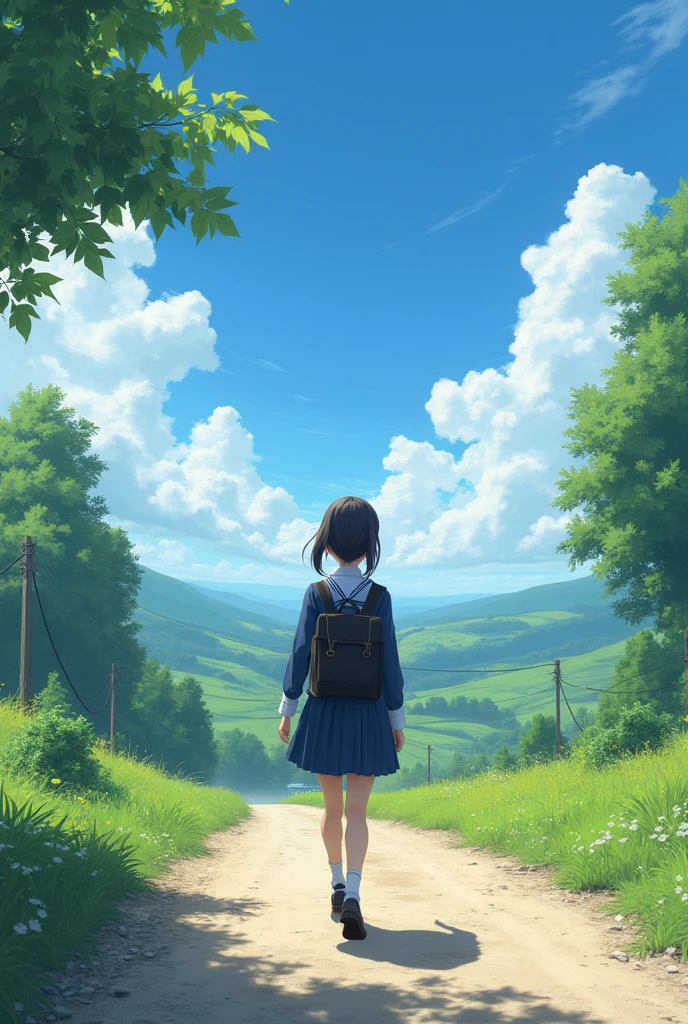 (alone:1.5),1 girl\(very cute,Soft Skin,(Girl:2.0),Dark Eyes,(12 years old),Black Hair,Shiny Hair,Braided twin tails,skirt,school bag\(red \) , Looking this way,Cute Smile,whole body,White Breath,rural area,shining white snow,blue sky,Beautiful Clouds,[Browsing Caution], break ,quality\(8k,非常に精細なCGユニットのwallpaper, masterpiece,High resolution,top-quality,top-quality real texture skin,Surreal,Increase the resolution,RAW Photos,最高quality,Very detailed,wallpaper,Cinema Lighting,Ray Tracing,)
