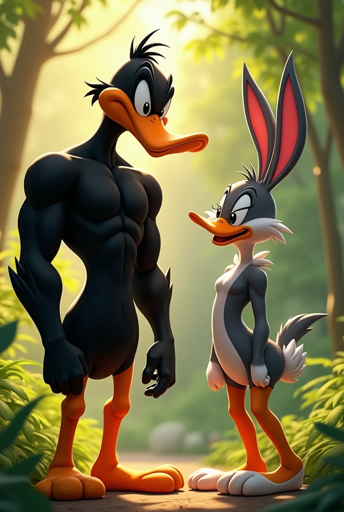Alien Romulus and Daffy Duck laughing at him 