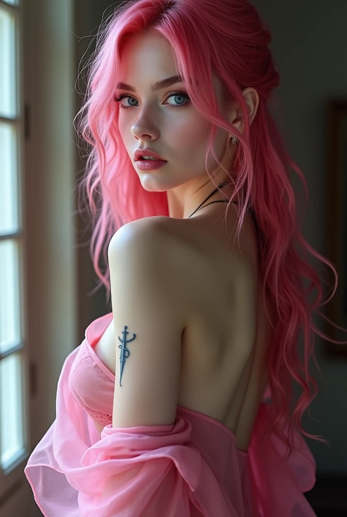 8K, RAW Photos, top-quality, masterpiece: 1.2),naked,nsfw,aestetic ,extra pale body,extra white and fit body,pink nipples ,pink and wet pussy,high color blue eyes , medieval age,Roman Empire prenses woman,pink and long hairs