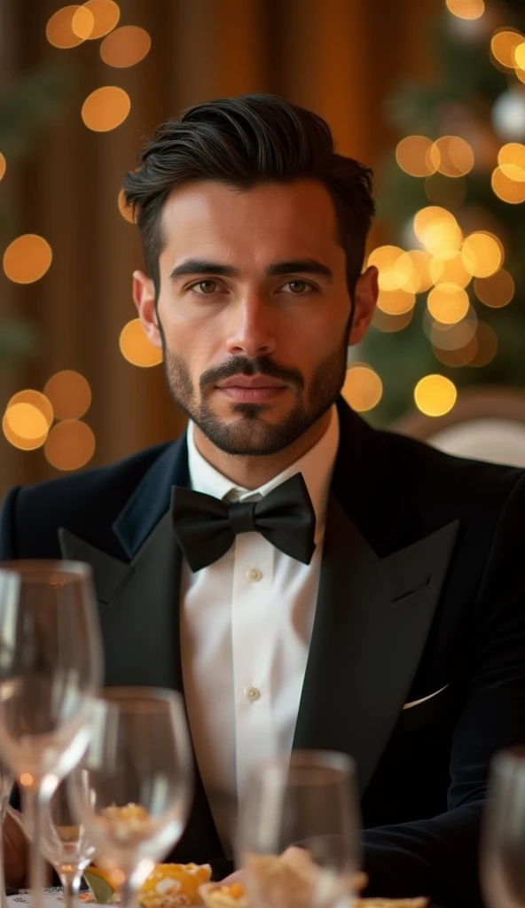 There is a man sitting at a table with plates and glasses, ele tem cerca de 20 anos, ele tem cerca de 2 0 anos de idade, wearing white suit and glasses, delicate androgynous prince, suave em _ Chic Restaurant Background in France, ele tem cerca de 2 5 anos de idade, Estilo Zigor Samaniego, Rick Dai, Beautiful androgynous prince, em roupas brancas