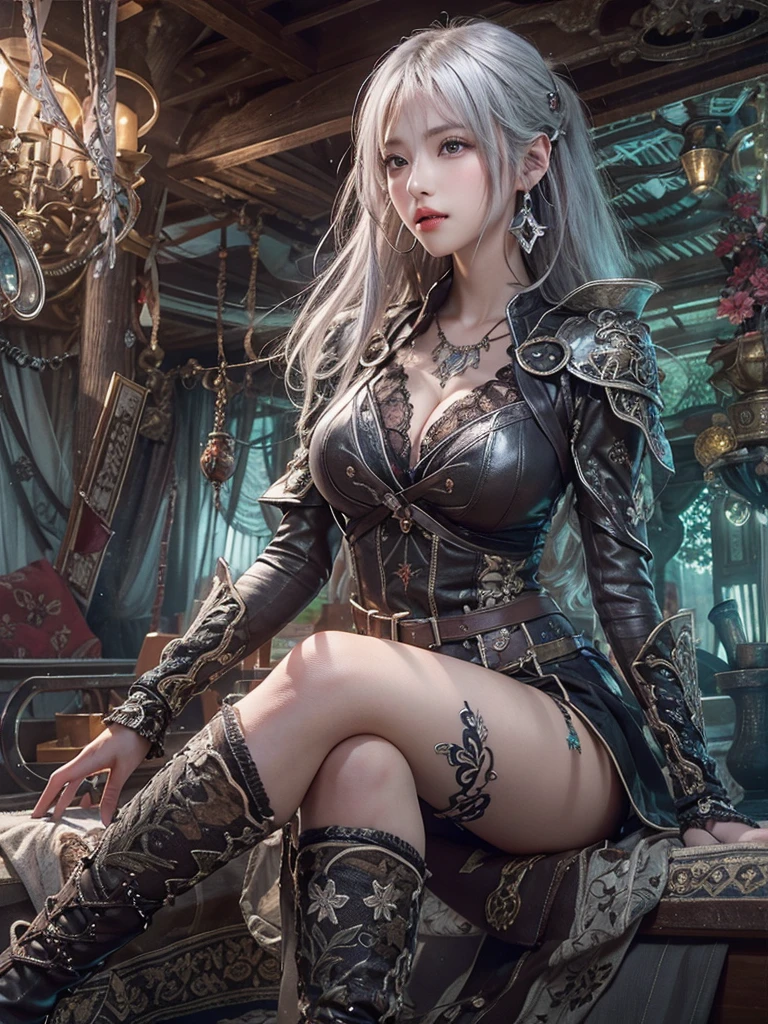 ((best qualiy)), ((A masterpiece)), (detail:1.4), 3D, A beautiful elven fantasy beautiful girl，Elf long ears，ear studs，（（Long silver hair，Double ponytail:1.9））,（Purple princess dress：1.4）（Western European medieval style，Metal Temple，：1.6），Metallic sequins，Fantasy wind,close-up to face,Extremely normal hands,Extremely normal legs,hdr（High dynamic range）,ray traicing,NVIDIA RTX,ultra resolution,Unreal 5,Subsurface scattering、PBR Texture、Postprocessing、Anisotropic filtration、depthoffield、Maximum clarity and clarity、Multilayer Texture、Albedo e mapas Speculares、Surface Shading、Accurate simulation of light-material interactions、perfectly proportioned、octane render aesethic、Two-color light、Large aperture、Low ISO、White balance、rule of thirds、8K RAW