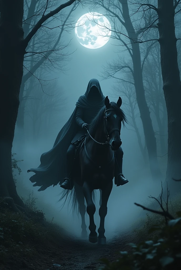 And forever in the night a ghost with a scythe disappeared...
A guy rode home on a black horse.