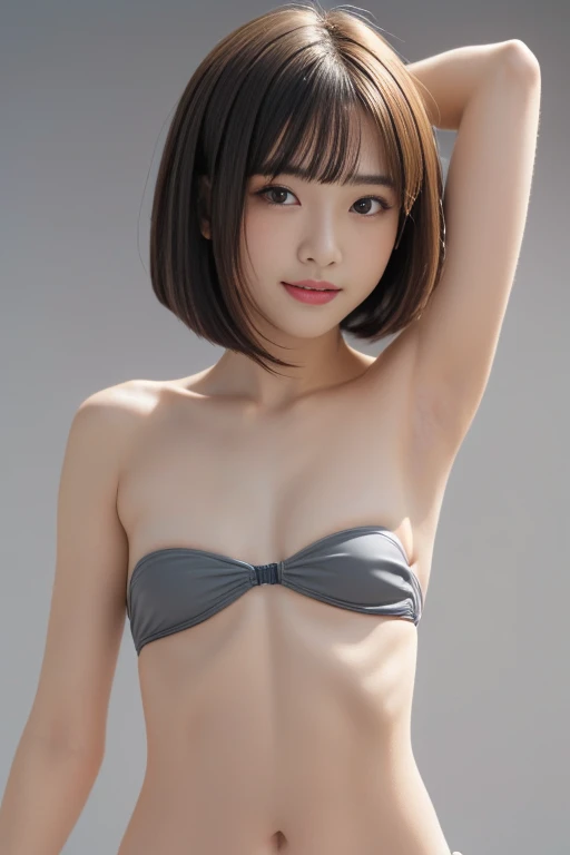 ((Small breasts:1.3))、 ((Bare Armpits:1.6))、( Black Strapless Micro Bikinis:1.7),( Sexy Poses:1.3)、Natural Shading、Japanese Idols)Serene and happy like a goddess、((( Exposing breasts、Nipples)))、((( between legs,Cracks)))、Gaze with your whole body 、((Small breasts:1.3))、Japanese Idols)Serene and happy like a goddess、((( Exposing breasts、Nipples)))、((( between legs,Cracks)))、Gaze with your whole body 、((Small breasts:1.3))、Natural Shading、((Japanese Idols))、Serene and happy like a goddess、((( Exposing breasts、Nipples)))、((( between legs,Cracks)))、Gaze with your whole body 、((:1.3))、Natural Shading、、Japanese Idols)Serene and happy like a goddess、((( Exposing breasts、Nipples)))、((( between legs,Cracks)))、Gaze with your whole body 、((((Beautiful bob cut))))、((White haired Japanese woman)))、(short bob cut:1.5)、masterpiece, Best Quality, 8k,  absurd, ( upper body:1.4),  beautiful girl,  Facial beauty,  I feel the audience , Laughter,  surreal,  high resolution on down,   photos inserted inside,  film grain, chromatic aberration,  sharp concentration,  high resolution on down,  face light,  Dynamic Lighting,  Movie Lighting,   Professional Shadow  ,  simple background , (dull grey background :1.4),  most detailed,  very detailed,  very detailed, finely, real skin, Gentle features,  Detailed Face and Eyes , Sharp Eye、Realistic student、(Korean、Japanese、Chinese:0.4)、(( Smooth Skin ))