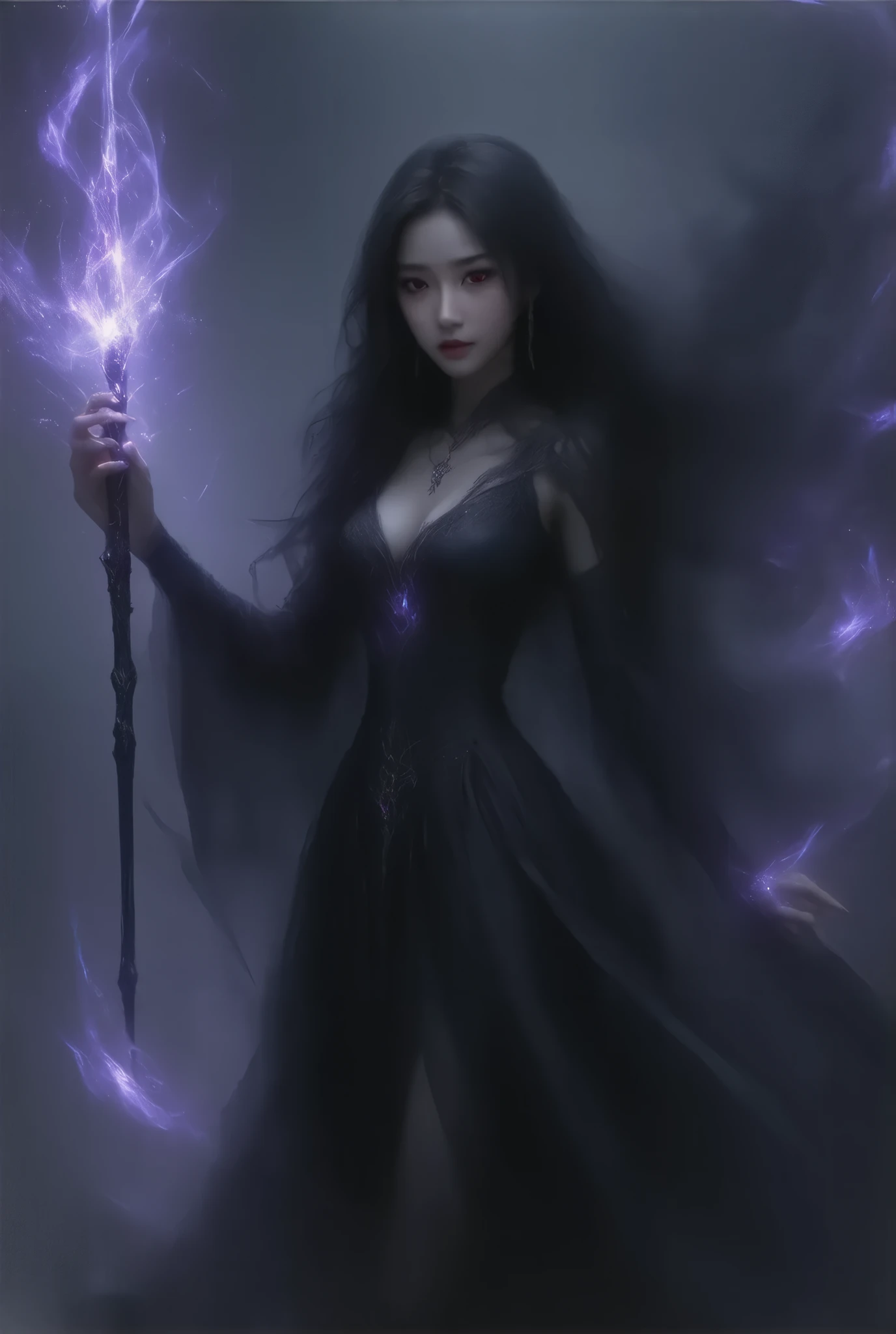 (8k, top quality, Masterpiece , Final Fantasy Style: 1.2), ( realistic , photo realistic : 1.37), super detailed, one sexy girl, { Dark Mage with Light }, Wide viewing angle , (beautiful and huge bouncing firm ample breasts, deep cleavage:1.5) and a huge waist, sexy long legs, full body view, , Very delicate depiction , MINIATURE PAINTING , Detailed facial depiction , Detailed depiction of hair, correct skeleton, dark mage, dress with intricate pattern, sexy Complex mage dress, Long magician's wand engulfed in flames, Dreamy, A surreal mixed fantasy world,Combination of realistic and fantastical elements , magical effects ,(Terrestrial Magic Rim , cast magic , swirling magic , Particles of light), Dynamic Light ,red,, red eyes, Elegant ,Rays of Sin,dark,(Dark Magic), (strict), The Battle Between Good and Evil, ( Swirling Fire:1),universe, thunder, eruption, Magic Rim, Complex Patterns , ( Calling Phoenix :1.4), (Colossal Mother Crystal , Huge Flame:1.2)