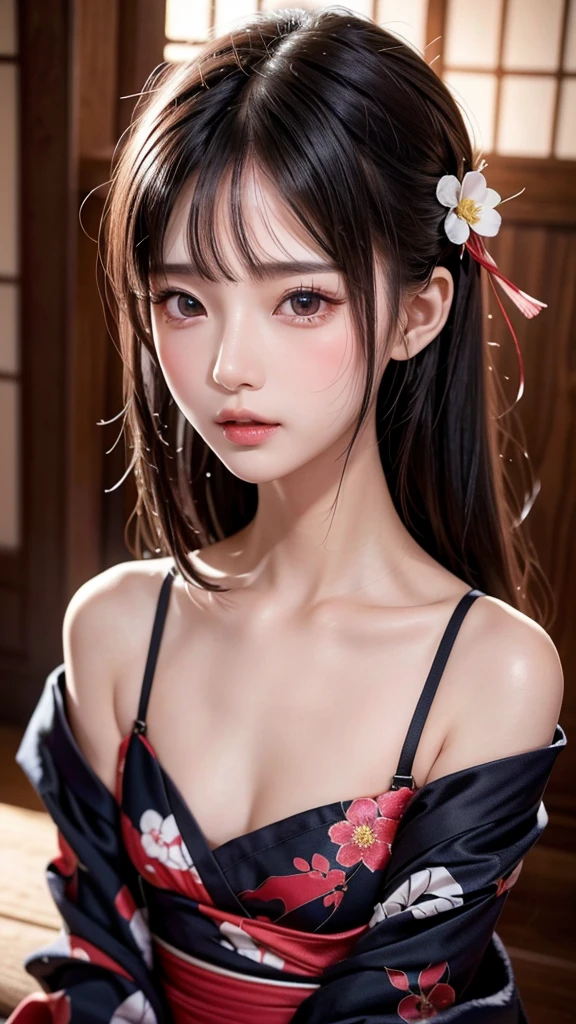 (8k, RAW photos: 1.2), highest quality, ultra high resolution, (((cleavage coordination from head to bottom of breast)), dramatic angle, (pink petals fluttering), (illustration), (1 girl))), (long hair ponytail), (transparent white sheer floral dress)), beautiful face (light brown hair, blue eyes), (bright lip gloss, long eyelashes), Smooth) face, bright skin, natural shadows, wide light, wide light, depth of field, strong colors, subtle caustics: 0.8), smile, (big), (rain: 0.9), behind the girl is Hanazono, (focus), ((standing on the surface of the water)), (color splash), colorful splash, ((colorful))), (sketch: 0.8), masterpiece, best quality, beautifully painted, highly detailed, ( Denoise: 0.6), [Splash Ink], ((Ink Refraction)), (Beautiful Detailed Sky), Highly Detailed, (Masterpiece, Best Quality, Very Detailed) CG Unity 8k Wallpaper, Masterpiece, Best Quality, Ultra Detail), (Lycoris radiata)