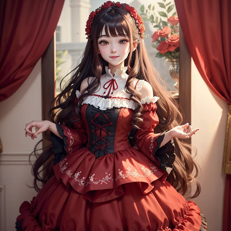 A beautiful girl,brune,long hair,elaborate dress,sexy dress,Birthday cake in both hands in beautiful restaurant