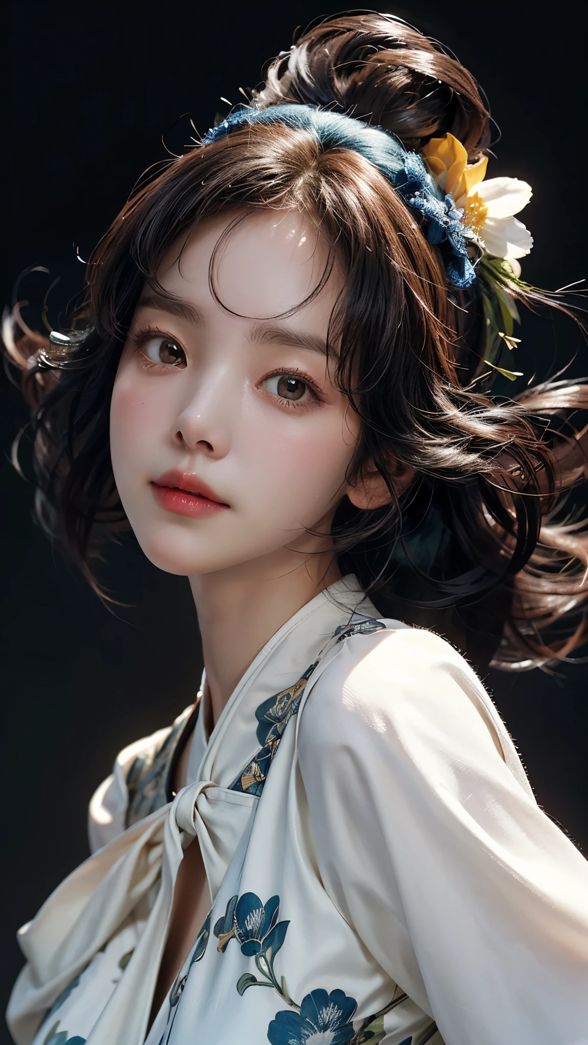 ( colorful large silhouette top, everyday clothing and mode type :1.0), 8k wallpaper, wonderful, (masterpiece), ( top quality), ( VERY DETAILED ), (illustration), ( very detailed and beautiful ),dynamic angle,rainbow hair , Detailed and cute face , very detailed and beautiful girl,