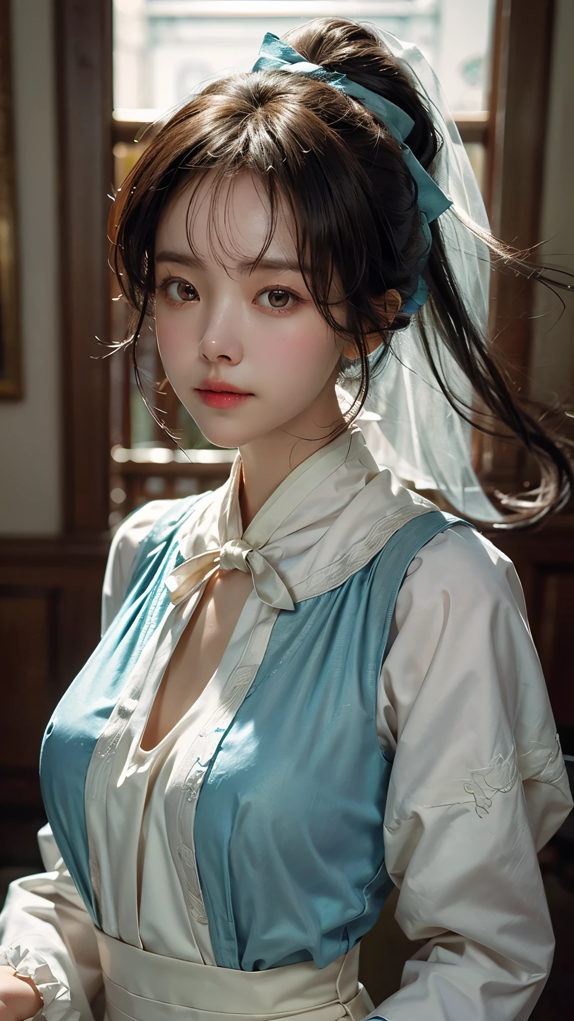 (  colorful large silhouette top,  everyday clothing and mode type  :1.0), 8k wallpaper, wonderful, (masterpiece), (  top quality), ( VERY DETAILED ), (illustration), (  very detailed and beautiful  ),dynamic angle,rainbow hair  , Detailed and cute face  ,  very detailed and beautiful  girl,