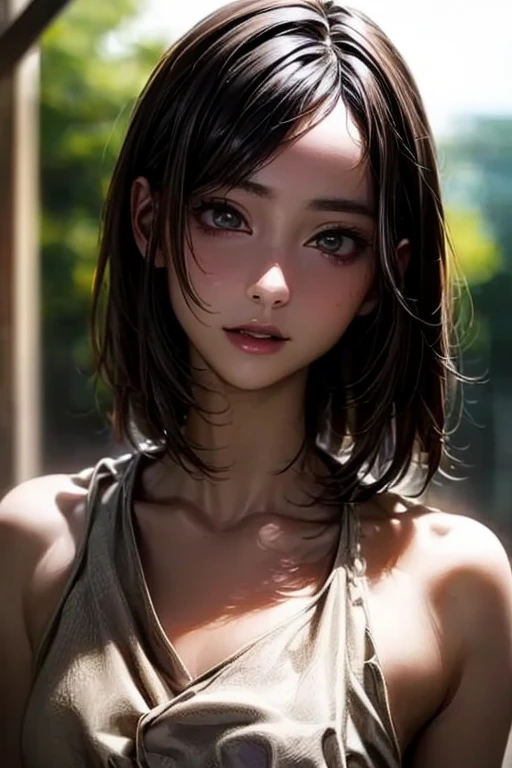 ((  top quality)), (超  high definitionです ), (  very detailed), (  detailed description  ), ((  best CG  )), ( Masterpiece ),  Ultra-detailed art , (  top quality, 8k, 32K), (  realistic  :1.2)、( high definition),   very pretty face and eyes ,  1 female ,   Thin Waist, Delicate body, ( attention to detail,   rich skin details  ), (  top quality, 8k, Oil paints:1.2),   bright color、 Beautiful Japanese Women  、 detailed face  、(( random hairstyle :1.2)), (( Gravure Shooting :1.6,  daytime shooting :1.8, Outdoor)), (((Bright natural light:1.2))),