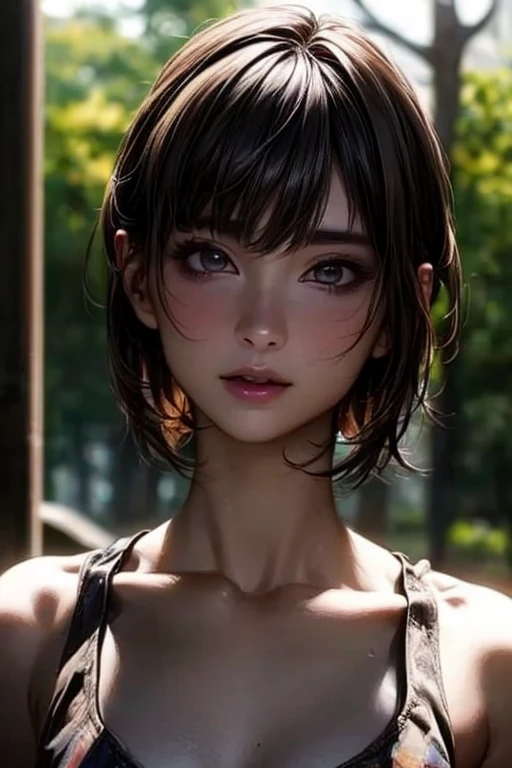 ((  top quality)), (超  high definitionです ), (  very detailed), (  detailed description  ), ((  best CG  )), ( Masterpiece ),  Ultra-detailed art , (  top quality, 8k, 32K), (  realistic  :1.2)、( high definition),   very pretty face and eyes ,  1 female ,   Thin Waist, Delicate body, ( attention to detail,   rich skin details  ), (  top quality, 8k, Oil paints:1.2),   bright color、 Beautiful Japanese Women  、 detailed face  、(( random hairstyle :1.2)), (( Gravure Shooting :1.6,  daytime shooting :1.8, Outdoor)), (((Bright natural light:1.2))),