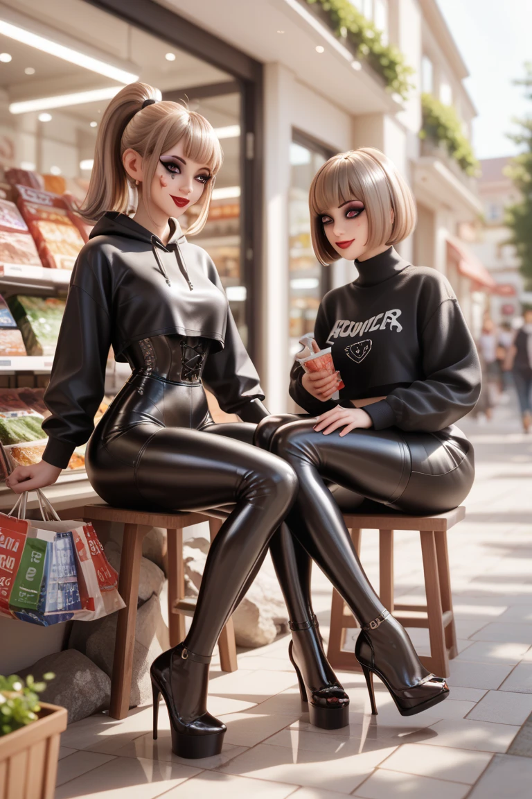 a leather jacket babes Loose Socks a smile Long beste-Qualit --auto