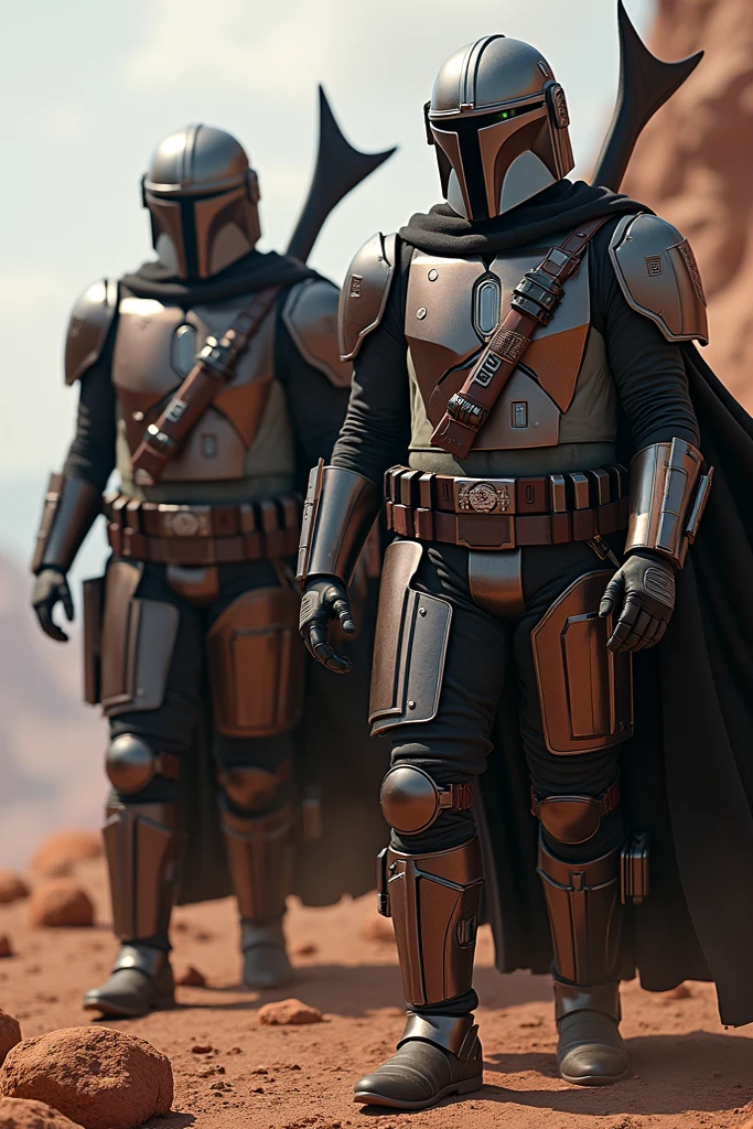 ((masterpiece)), painting of a ((Mandalorian)) bounty hunter, Star wars, Tatooine, space, stars, art by John J. Park