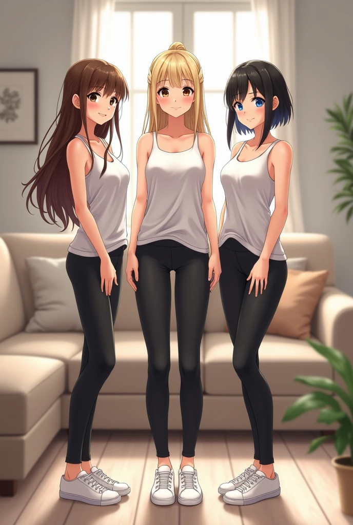 Ultra realistic , girls, obra maestra, mejor calidad, alta calidad, defined, detailed, HD, (piel morena), ojos definidos, ojos cafes intensos, long eyelashes, small mouth, sonrisa, :3, very long hair, pelo liso, pelo oscuro, cuerpo reducido, bosom barely contained, big breasts, sexy, posando foto, estudio, mini skirt, sin sostenes, no bra, excitada, pezones erectos, nice view, full body, nice body, nice hands, nice fingers, perfect fingers, abierto, mojada, sudada, caliente, tight, sonrojada, nice legs, no socks, sin flequillo, peinada hacia atras, pose lasciva, petites, ((no skirts)), sexy clothes, lil sister, hot big sisters, back view, camera from behind, lean, unaware, no panties, shower, (bathroom), (white room), transparent window, cover towel, showing together, changing clothes, nude, heat, finishing, fuckeable