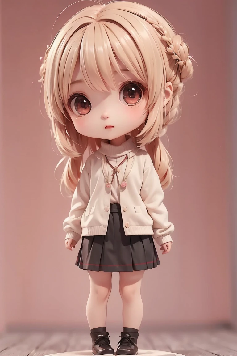 girl,full body,sweater,skirt,chibi