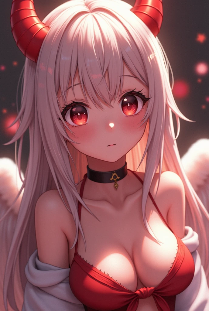 Anime girl with white hair bunny ears, Red eyes, Shy blush, gigantic cleavage breasts,nakeness,Seduction sexy