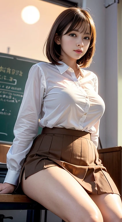score_9, score_8_up, score_7_up, score_6_up, score_5_up, score_4_up, 1girl, solo, freckles, librarian outfit, semi transparent shirt, blonde hair tied up, hairpin, ((large hazel eyes, glasses)), dark maroon lipstick, (erect nipple under clothes, ((blushing)), seductive look, expressive, dynamic, narrow waist, wide hips, skirt, stockings, sitting, library