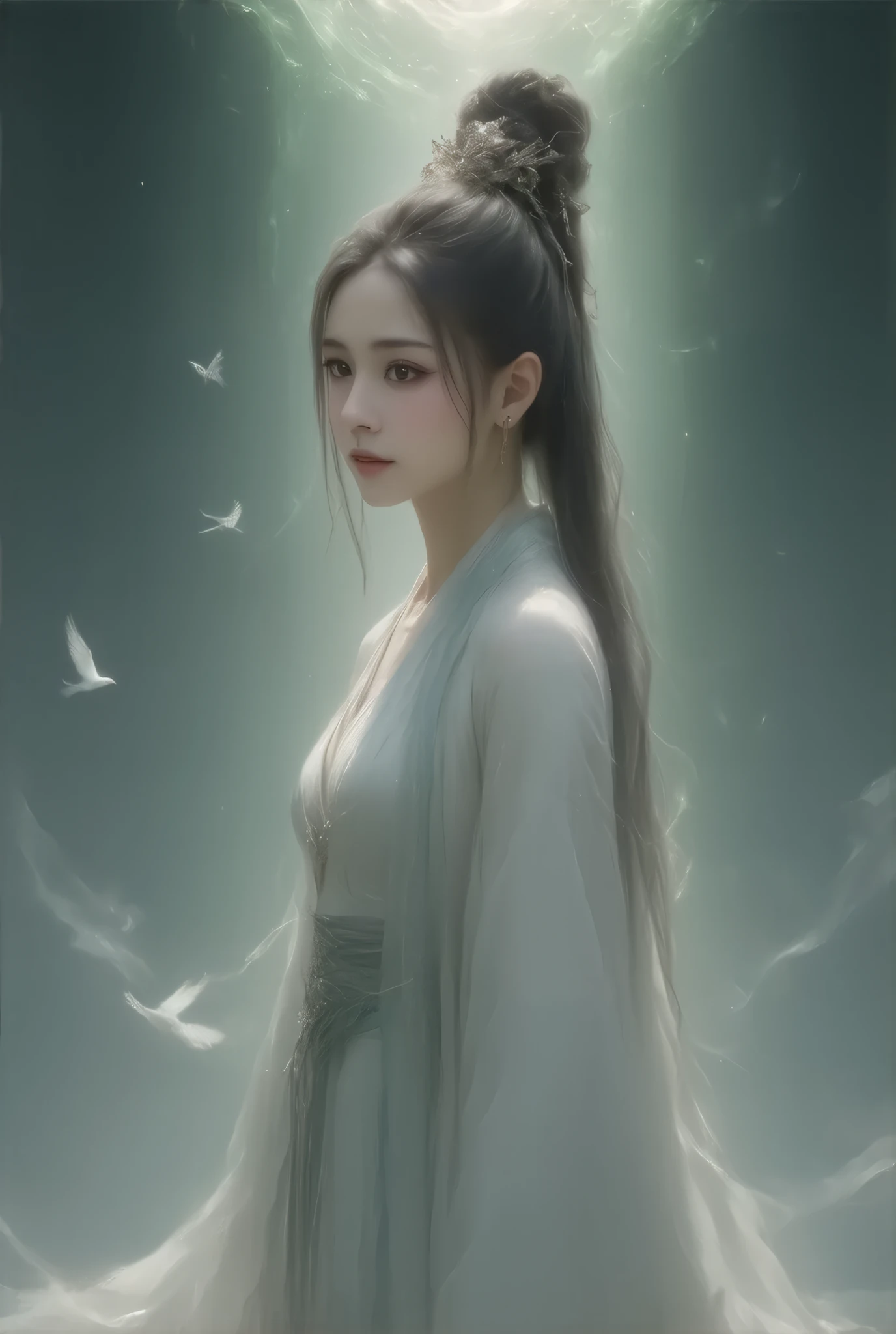 (8k, top quality, Masterpiece , Final Fantasy Style: 1.2),, Award-winning works, unrealistic, Final Fantasy, Royal Jewel,Photorealistic Painting by Midjourney and Greg Rutkowski, , elegant, Very detailed, Delicate depiction of hair, Miniature Painting, Digital Painting, Art Station, Concept Art, Smooth, Sharp focus, shape, nature, flight, Thousand Armed Kannon Bodhisattva, Asura, God of War, Castle in the Sky, A strip of light pouring down from the sky, A pillar of light stretching into the sky, Complex colors, Buddhist Mandala, Colorful magic circle, flash, Mysterious Background, aura, A gentle gaze, break, Small faint lights and flying fireflies, night, Starry Sky, milky way, nebula, shooting star, Flowers, bird, Wind and Moon,erotic, solo sexy women, healthy shaped body, Anatomically accurate skeleton, 22-year-old woman, (Asura:1.2), height: 170cm, (beautiful and huge bouncing firm ample breasts, deep cleavage:1.5) and a huge waist, sexy long legs, full body view, , White Tiger