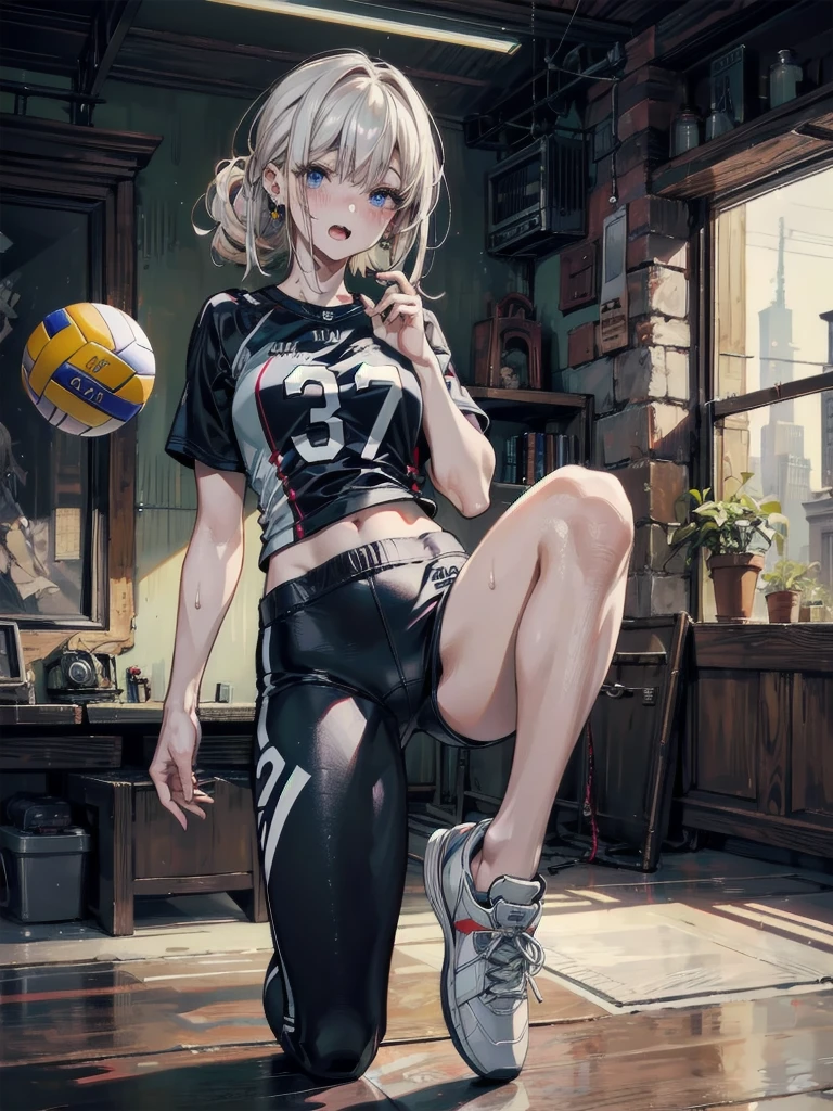 masterpiece, best quality, tadidas, 1 mature female, detailed eyes, smirk, bob cut, multicolored hair, adidas tracking suit, looking at viewer, squatting, wall, graffiti, side street, night, neonlights