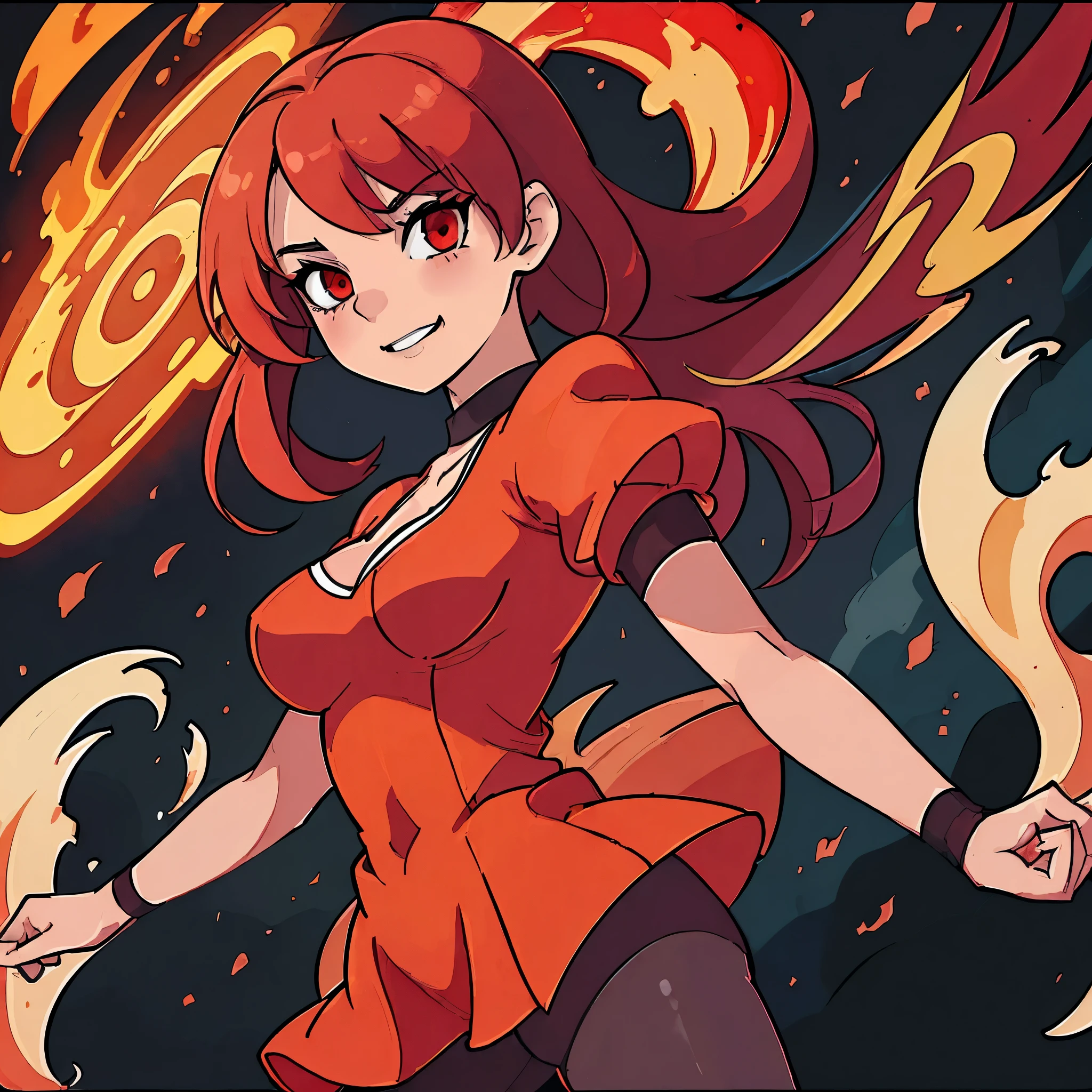 girl in red dress, big red bow on the back of head, long brown hair, black eyes, reimu, touhou, fart, farting