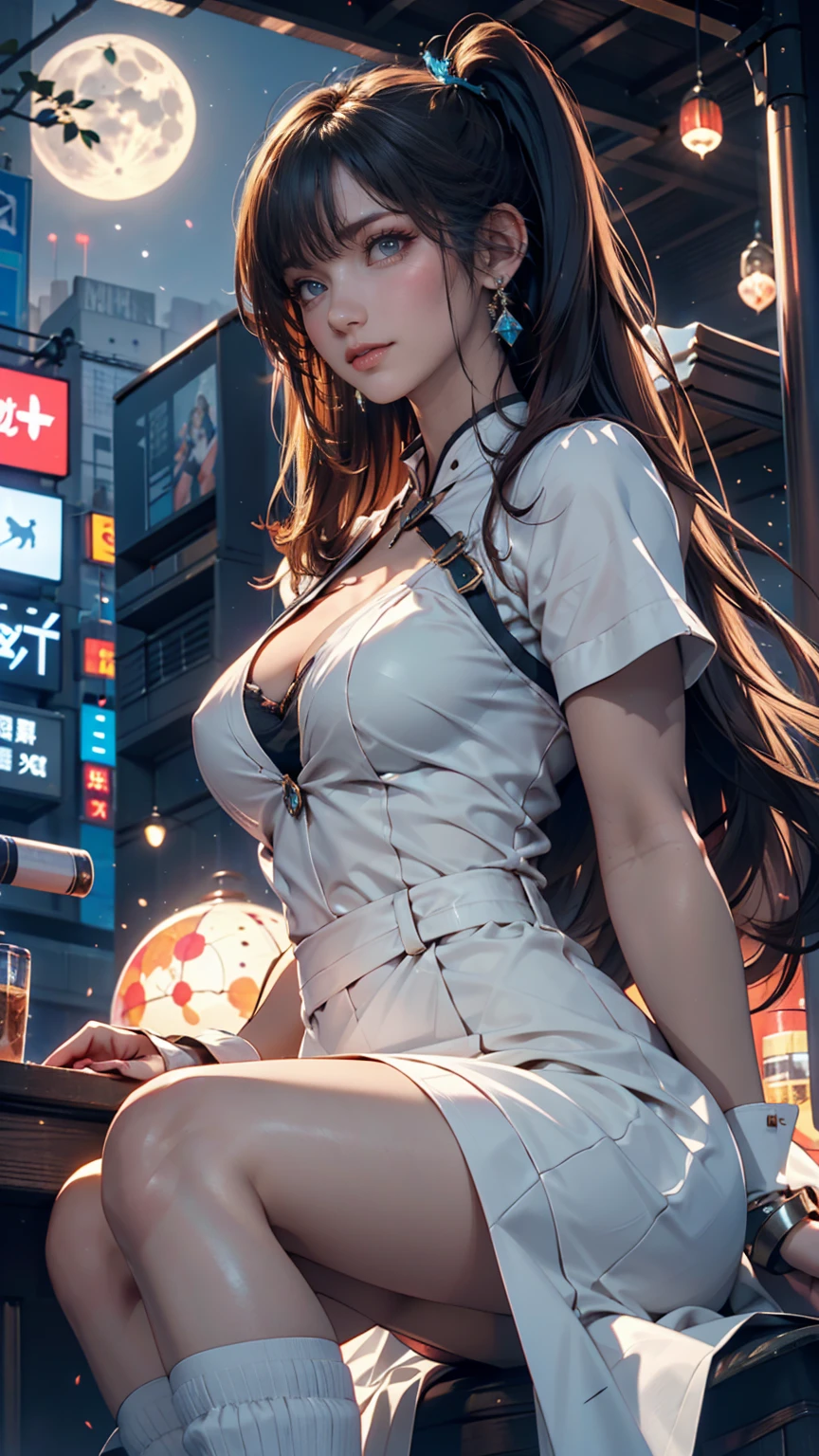 create a korean woman,height of 1.6 meters,holding tablet in hands,highly realistic woman,very detailed,ultra-detailed,ultra-realistic,low-cut swimwear,silk bathrobe,sexy,seductive pose,white clothes,visible curves,ultra-realistic fabric textures,detailed and ultra-realistic hands,realistic face,ultra-detailed face,black hair, standing in a server room, realistic data center, rhythm in server room, in futuristic lab room, in detailed data center,high detail, modern, drop shadow, cinematic lighting, high details, high quality, best quality,detailed skin,detailed eyes,complex makeup,realistic texture --auto --s2