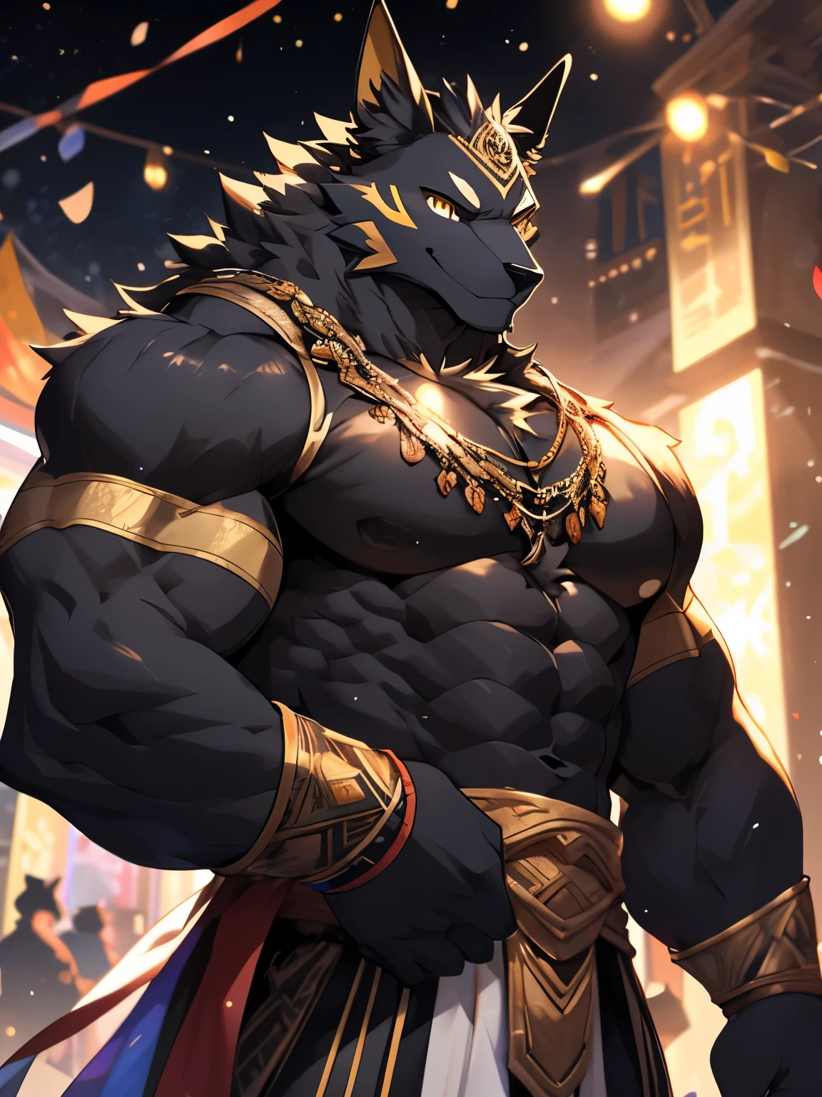  A high resolution, best quality, perfect colors, perfect shadows, perfect lighting, male, furry, Anubis anthro, Black fur, solo, Yellow eyes, (Realistic eye details 1.2), no background, muscular body, hunk, abs, pecs, biceps,Wrap around a bath White towel, ultra detailed face, depth of field, motion blur, high details, high quality, award winning, HD, 16k, (best quality,4k,8k,highres,masterpiece:1.2),ultra-detailed,realistic:1.37,HDR,UHD,studio lighting,extreme detail description,professional,vivid colors,bokeh,lively atmosphere, natural lighting, smile, Looking at camera