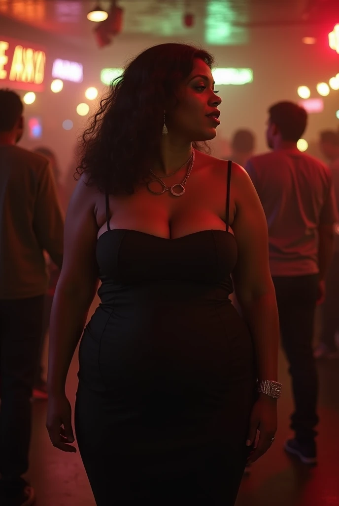 8k, ultra high definition, unreal engine, ultra detailed, ultra high resolution, ultra focus, beautiful voluptuous girl, black girl, round face, curvy body, short curly hair, dark skin, glasses, wearing casual clothes, sitting in front restaurant, sipping a glass of wine, 31st night, people in the background enjoying themselves, night sky, fireworks, detailed background, joyous occasion, new year celebration,
