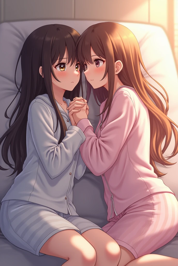 2girls, vagina, sweatshirts, both sleeping, twins, touching