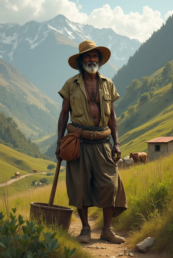 An indigenous person working in agriculture and livestock