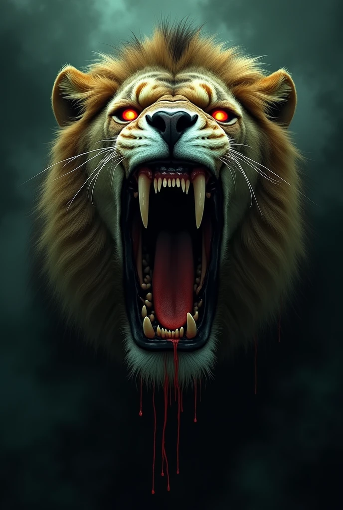 Make a growling lion face looking to the left gaming YouTube channel logo in dark red and dark blue colors and let it be more gaming style