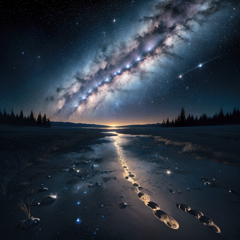 milky way footprints and stars around