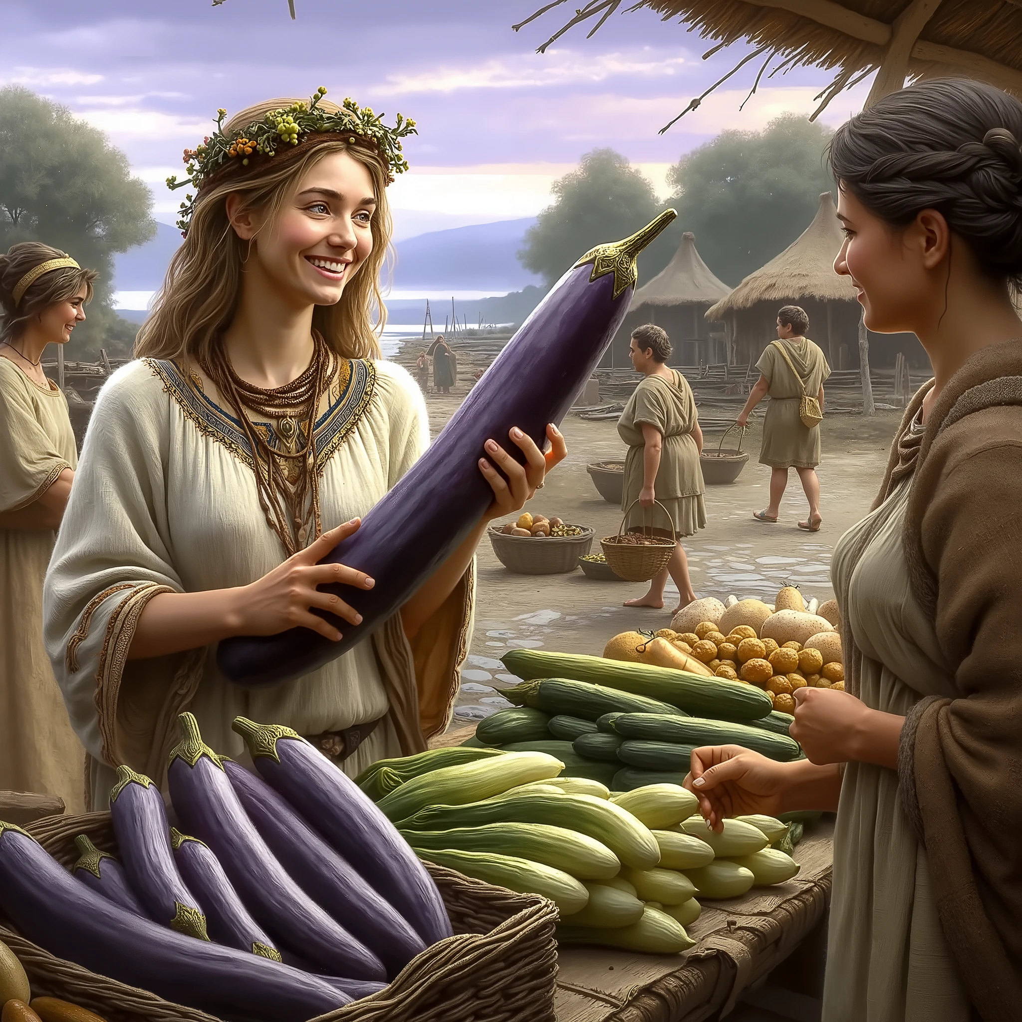 A beautiful giant aubergine seller