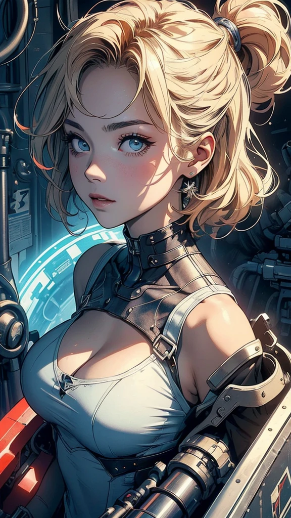 (((masterpiece, highest quality))),(((solo:1.2))),(((1girl:1.2))),32k wallpaper, very detailed,(((((portfolio))))),(((((Close-up))))),(((((bust up))))),((((((more various angle)))))),(((highlight))),((((heterochromia)))),(((complete. detailed face))),((((Extremely talented)))),(((((most complicated machine))))),(((genius mechanic))),((Overall colorfully)),(((cyborg))),(((cleavage)))