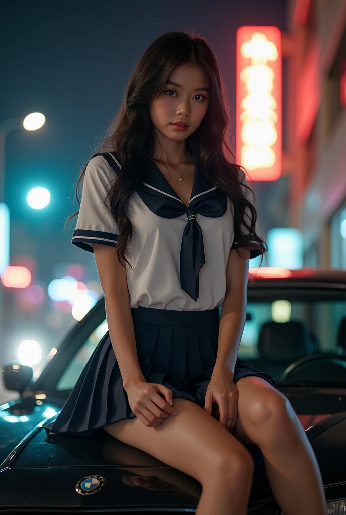 Very very very sexy girl., by rubio, parted hairstyle, 18 years, tanned skin. Wearing tennis uniform, showing him the bra, her shirt is open, she is pulling up her skirt, ((raised skirt)), Revealing bra, underwear, night vibrations, out, stars showing, country background,