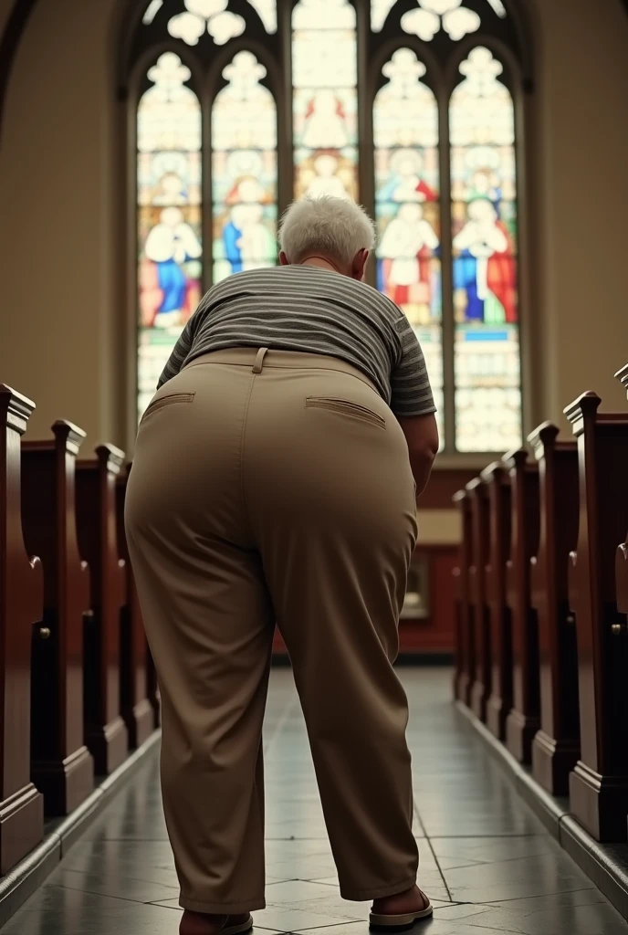 16-year-old teenage woman having anal sex with an old man in the church in front of the crowd 