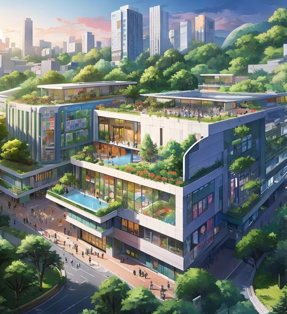 A bustling open-air university, a community where everyone learns and everyone teaches, photorealistic, highly detailed, 8k, intricate architectural design, lush greenery, diverse students engaged in discussions, chalkboards and lecture halls outdoors, warm lighting, vibrant colors, inspiring atmosphere