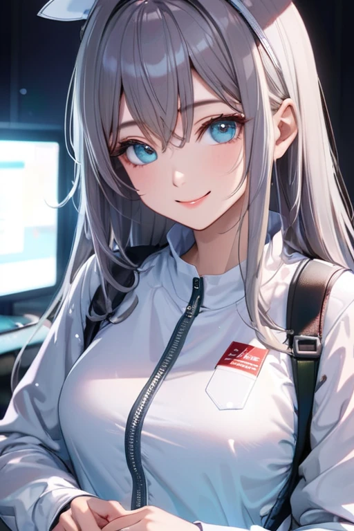 Anime girl sitting on a bed with a laptop on her lap, Kantai Collection Style, seductive anime girl, perfect white haired girl, anime moe artstyle, digital anime illustration, soft anime cg art, white haired deity, anime art detailed digital, attractive anime girl, beautiful high school anime girl, from frontline girls, digital anime art, clean and detailed anime art