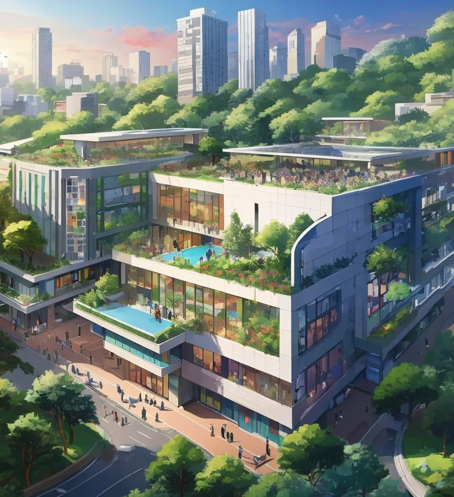 A bustling open-air university, a community where everyone learns and everyone teaches, photorealistic, highly detailed, 8k, intricate architectural design, lush greenery, diverse students engaged in discussions, chalkboards and lecture halls outdoors, warm lighting, vibrant colors, inspiring atmosphere