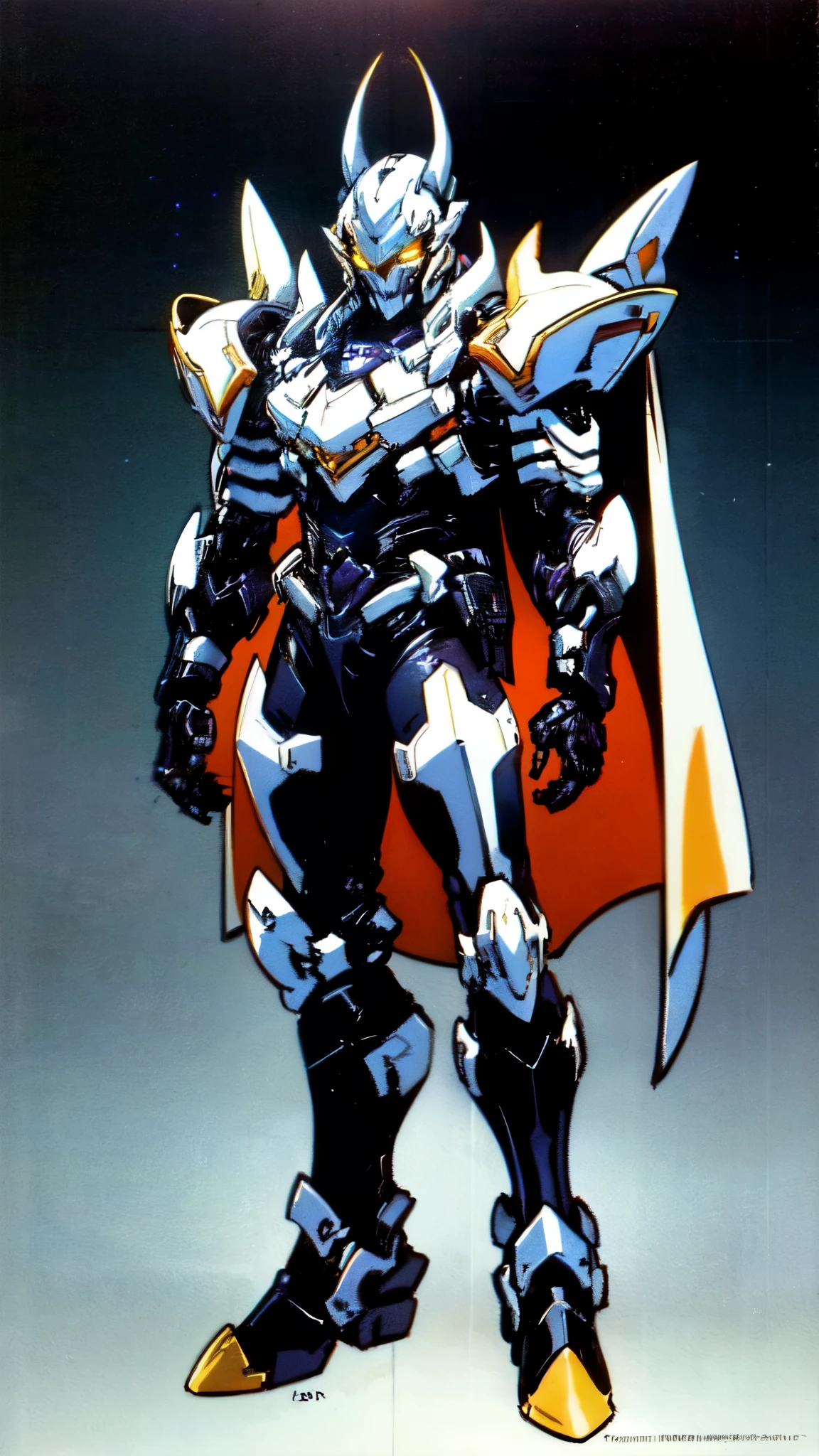 (masterpiece:1.5, best quality:1.5, extremely delicate:1.5), ((male:1.5)), a man wearing a full-face helmet, high-tech biomimetic armored combat suit, (a composite layered chest armor), the design balances heavy with agility, fully enclosed shoulder guards, matching arm and leg guards, a belt of gemstone, (the color scheme is primarily Red with Purple and Yellow accents, Organic Biotech, Concept Inspired by Vampire, glowing eyes, armor glows, huge cloak like devil wings, blood), stand of a futuristic sci-fi city, this character embodies a finely crafted fantasy-style armored hero in anime style, exquisite and mature art style, metallic, high definition, highres, ultra-detailed, ultra-fine painting, professional, perfect body proportions, golden ratio, anatomically correct, symmetrical face, extremely detailed eyes and face, high quality eyes, creativity, RAW photo, UHD, 32k, Natural light, cinematic lighting, (masterpiece-anatomy-perfect:1.2)