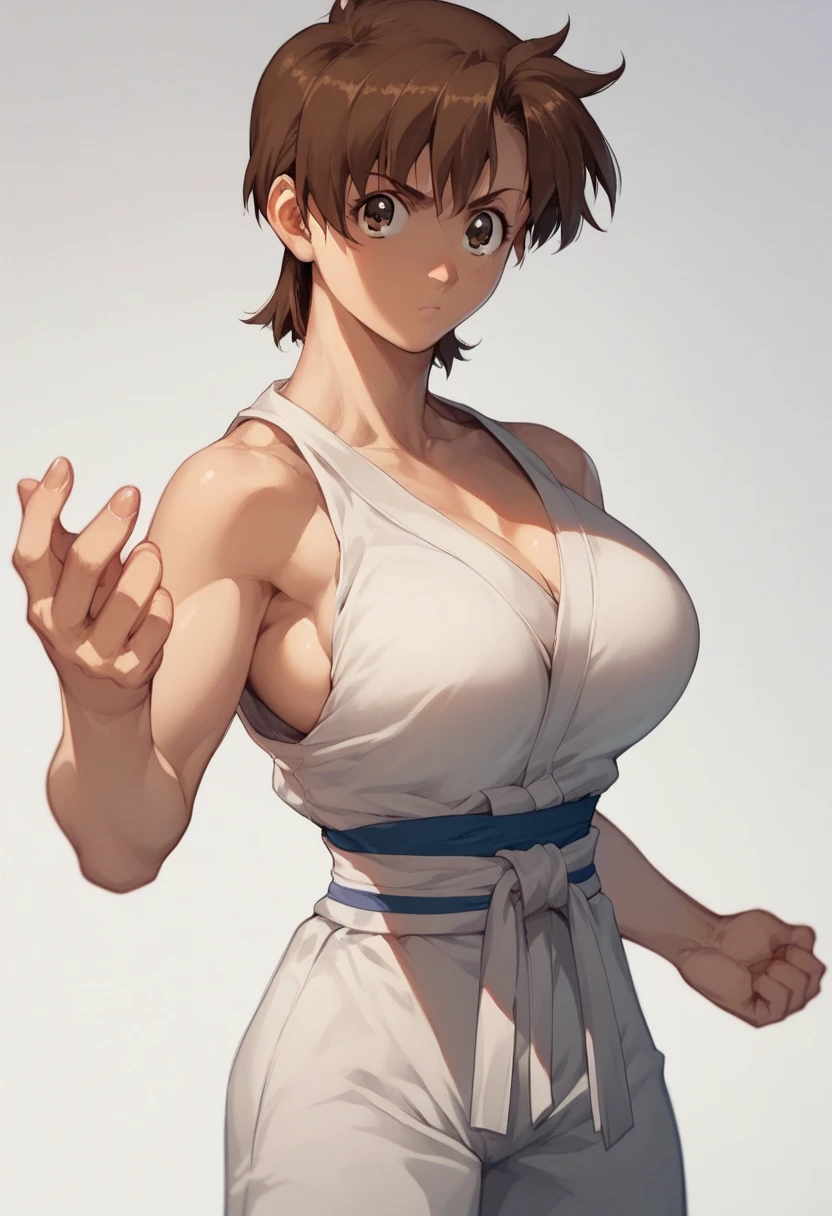 which_Kirie, brown hair, short hair, brown eyes　Big Breasts　Judo　Judo Hall　Submission　Overuse 　Flashy guy　Throwing Techniques