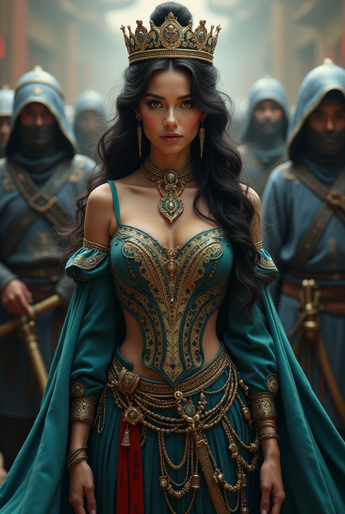 ((realistic:1.5)),((best quality)), ((masterpiece)),((detailed)) A beautiful and sexy muslim princess woman dress in flowing silk, silk clothes, beautiful aquiline face detail, brown eyes, full luscious lips, dark eyeliner and eyeshadow, flirty smile, mischievous glint in her eye, detailed tiny perky cleavage, perfect legs, lithe body, wonderful and innocent energy, adventurous spirit, Lucious dark hair, atmospheric fog, ambient light, rim light, a persian palace, by Frank Frazetta, by Luis Royo, by boris vallejo, (princess jasmine:1.3)