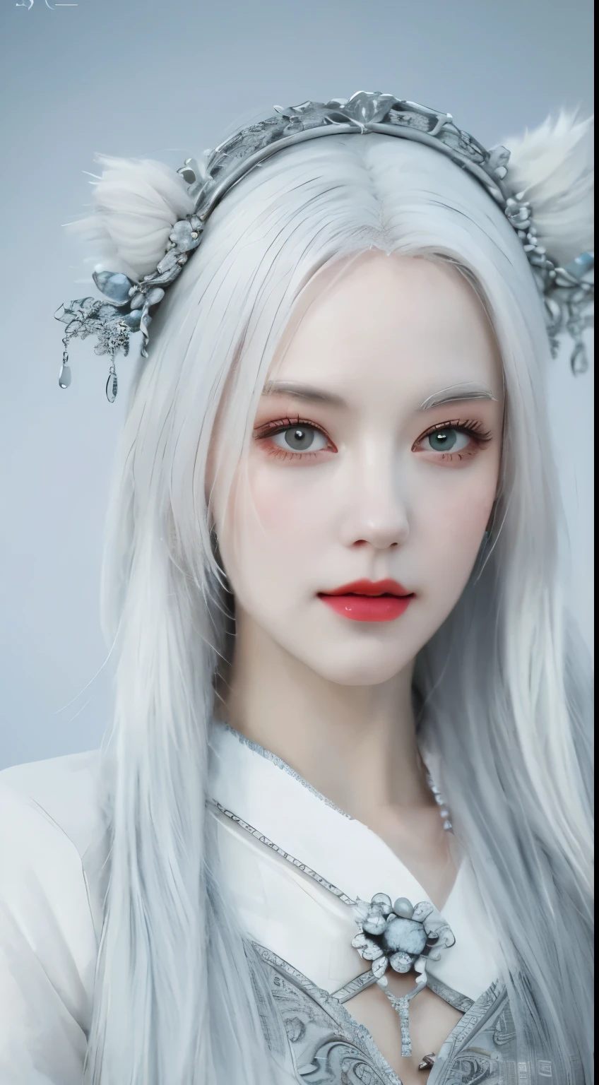 a close up of a woman with white hair and a white mask, beautiful character painting, guweiz, artwork in the style of guweiz, white haired deity, by Yang J, epic exquisite character art, stunning character art, by Fan Qi, by Wuzhun Shifan, guweiz on pixiv artstation