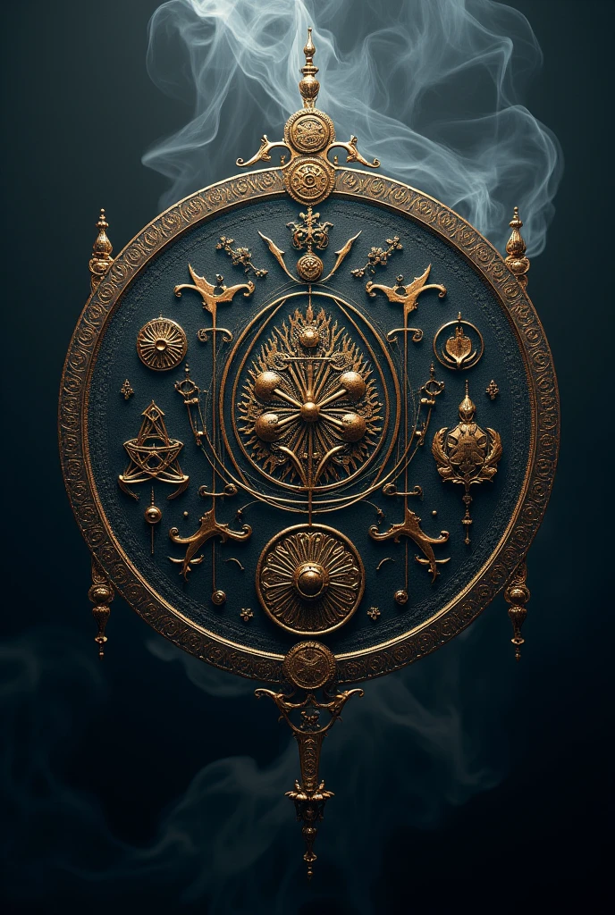 A symbol for the secret society with many ornaments. Baroque style , mysterious and with strange symbols