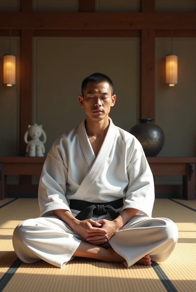 40 years old，Hidetoshi Nakata，（Kogoro Mori 1.3），Oriental face，whole body，Lean，muscle，Sitting，Legs open，White socks，Baldhead ，transparent，Thick body hair，White lingerie，Topless，Densely hairy，Fortitude，HD，With a mustache