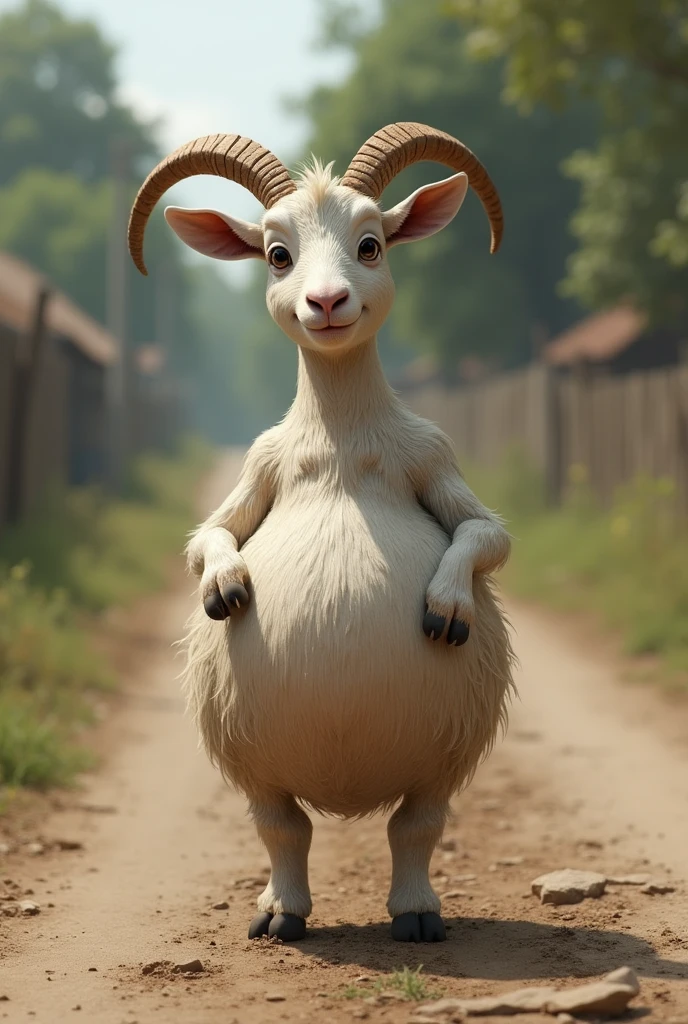 A dairy goat with a big udder with two big teats 