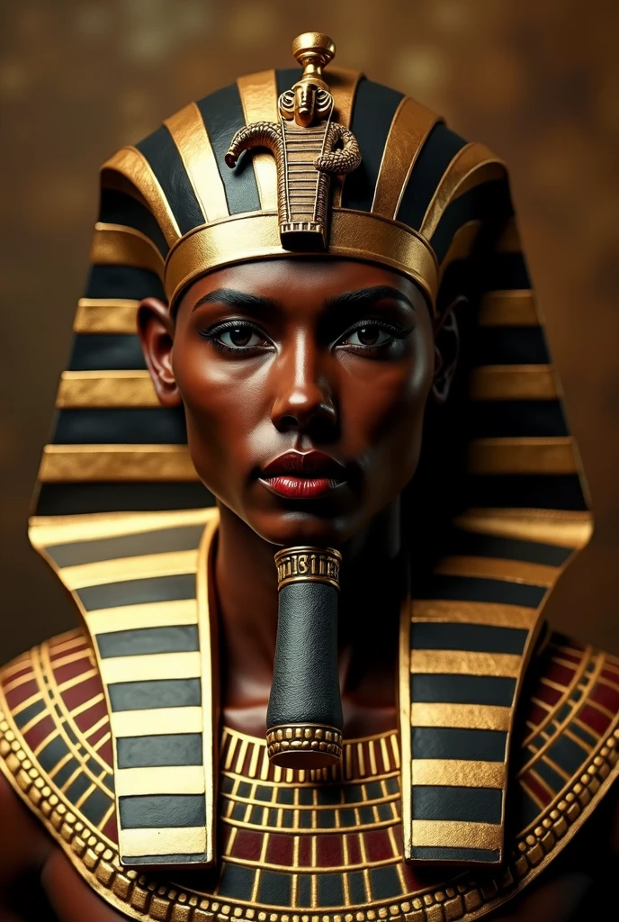 Create an alterego for me , who am a mental trainer , psychologist, professional of mindfulness and hypnosis . I want my alterego to be related to the Egyptian and the Versace logo. That powerful Greek and Egyptian touch of mystery . My alterego is called Ramses and transmits strength , the firm, concentration, Approach, clarity, naturalness in his speech , that generates profound changes . The image to be generated will show my alterego from the front . That your skin is white or gold . Let your hair be the snakes of the Versace logo . Add some reference to mental power , with mesmerizing eyes and majesty in your figure.