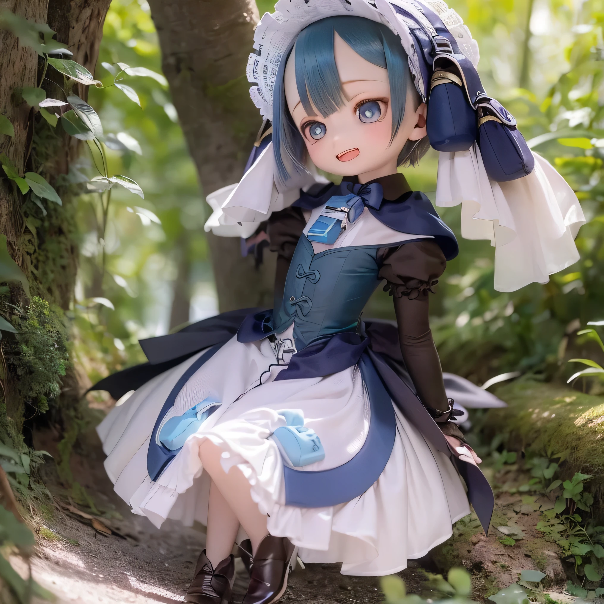 (               top quality ,                kampala   ,             Masterpiece       :1.2),               very detailed  ,   realistic   :1.37,             Made in Abyss ,(               top quality ,   , 4K,                very detailed  ,             Masterpiece       :1.2),    realistic   ,      ,              bright color,     Concentration         ,                studio lighting   ,                very detailed   explanation,     professional   , Anime, Shades of blue,             natural light,               girl, Blue Curly Hair,                flat chested, Gothic Costume,          innocent expression            ,                        Elegant appearance                       ,                      has long eyelashes similar to a face  {x}  ,        Expressive eyes                  ,             Rosy Cheeks,              soft lighting       ,              there is a dreamy atmosphere on the surface of the water       ,      I wear lots of gothic lolita clothes 、   those clothes showed me my legs in high resolution   、(((かわいい立ち  pose  )))  (((((whole body)))))    、           dress     、(((((Chibi))))) Laughter、   pose