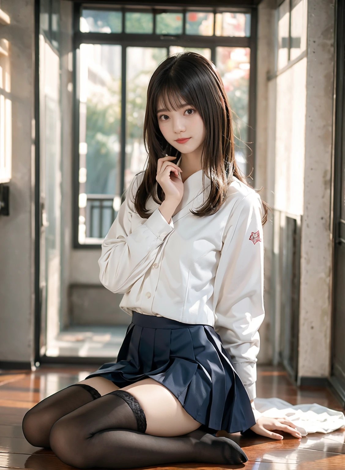 masutepiece, Best Quality, japanaese girl, 8K, Raw photo, top-notch quality, masutepiece, nffsw:1.2, exceptionally detailed RAW color photo, professional-grade photograph, (Realistic, Photorealistic:1.37), (highly detailedskin:1.2), Ultra-high resolution, (lenz 50mm), (masutepiece, top-quality:1.3), (Ultra detailed 8K cg:1.2), (hyper realisitic:1.35), (Photorealistic:1.45), (Realistic:1.4), Cowboy Shot,
1 beautiful Japanese girl, 22 years old, super model, Japanese Idol, __expression__, Large breasts, (sitting on the desk:1.1), (School uniform:1.4), (Spread legs:1.2),
(The background is the changing room:1.1)、Korean Idol、Nogizaka Idol、hposing Gravure Idol、Adults、女優、ren、