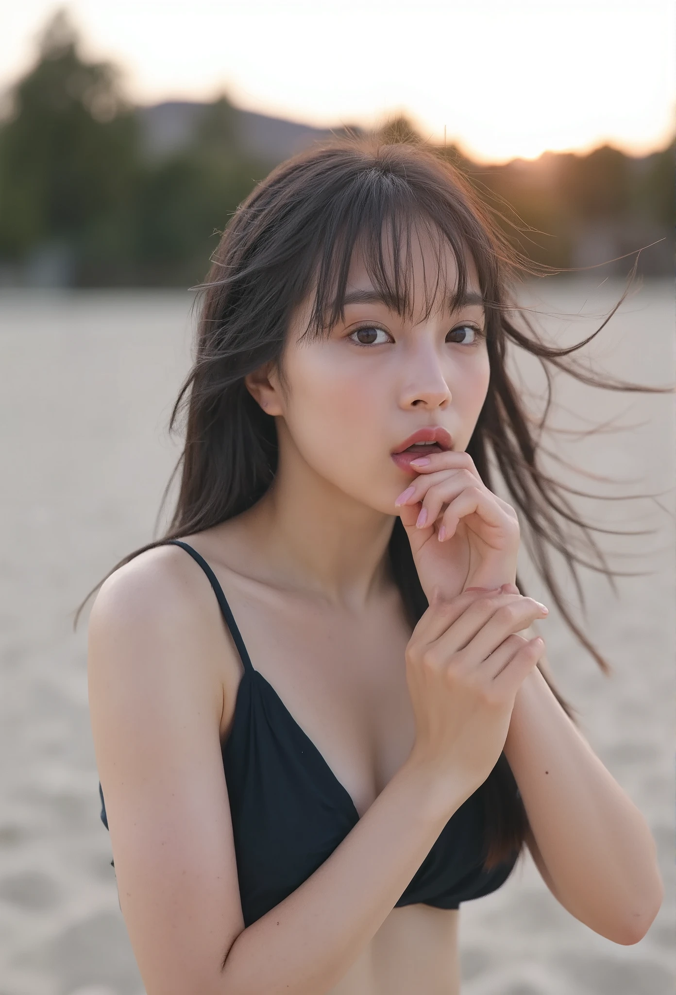 ( sharp focus ), From below, ( please kneel and look upward:1.1), ((Open your mouth:1.6)), (Ultra-detailed beautiful faces:1.1), (Ultra-detailed beautiful slim body:1.5), 21 years old, ( Super Detailed Beautiful Japanese Beauty Female Idols:1.5), ( troubled face:1.3), Woman in the center of the image, break, photorealistic, hyperrealism, portrait of young adorable Japanese face, Japanese facial features, Young and Cute Skinny Oriental Faces, 21 years old idol with a cute face, beautiful Japanese girl's face , Japanese facial features, she has a lovely look , ( Fairytale bikini, upper_body shot:1.5),