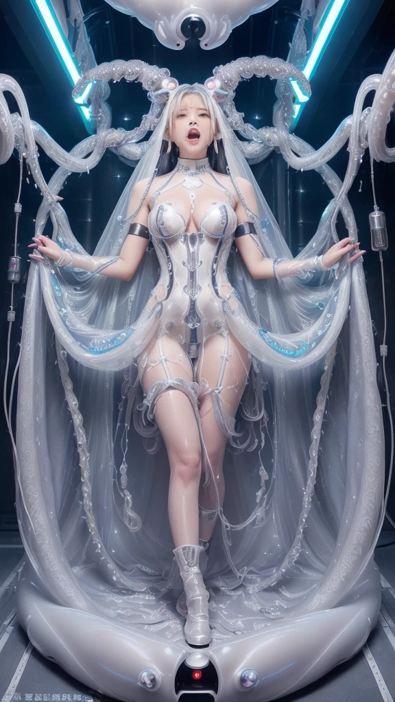 ulzang-6500-v1.1, (RAW photo:1.2), (Photorealistic:1.4), Beautiful detailed girl, Very detailed eyes and face, Beautiful detailed eyes, Super detailed, high resolution, Very detailed, Best quality, Masterpiece, (((Princess)), ((((Sexy transparent dress)))), (((See_Through_kaftan))), (((Transparent))), ((G_string)), ((Intricate details)), ((((See_Through_Fabric)))), ((Transparent dress)), full bodyesbian, Slim body, Petite body, Beautiful detailed whole body, ((cleavage)), (((See_Through_Clothing))), ((See_Through_)), ((Very_Detailed__)), ((Crotch)), ((Bedrooms)), (((Seductive pose))),