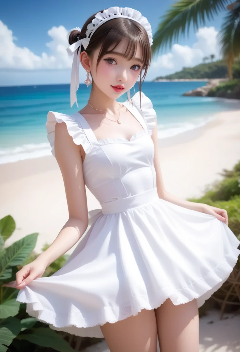 (realistic:2),(masterpiece:2), (highest quality:2),(High-definition face drawing:1.4),(RAW photo:1.3),,(cinematic natural light effects:1.4)(everything is beautiful and perfectly balanced:1.3), (Smile of a very happy teenage girl:1.2),(Japanese: 1.2),(small face:1.2), (dynamic pose:1.5), (Large eyes with good balance between both eyes:1.5), (Ruffled hat), (Ruffled long gloves), (Ruffled dress), (Ruffled dress), (Ruffled swimsuit), (Ruffled choker), (poolside:1.3), blonde hair